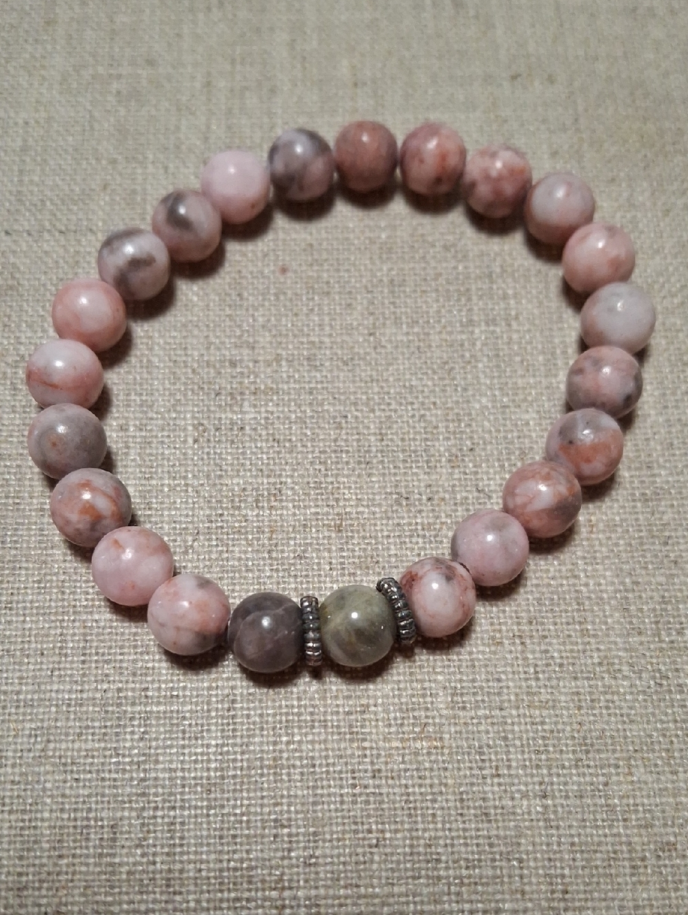 Pink Natural Stone Beaded Stretch Bracelet